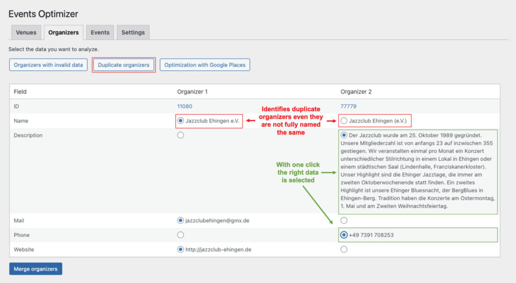 Screenshot Events Optimizer