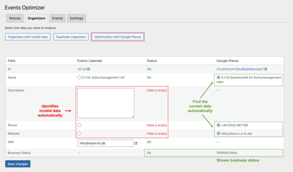 Screenshot Events Optimizer