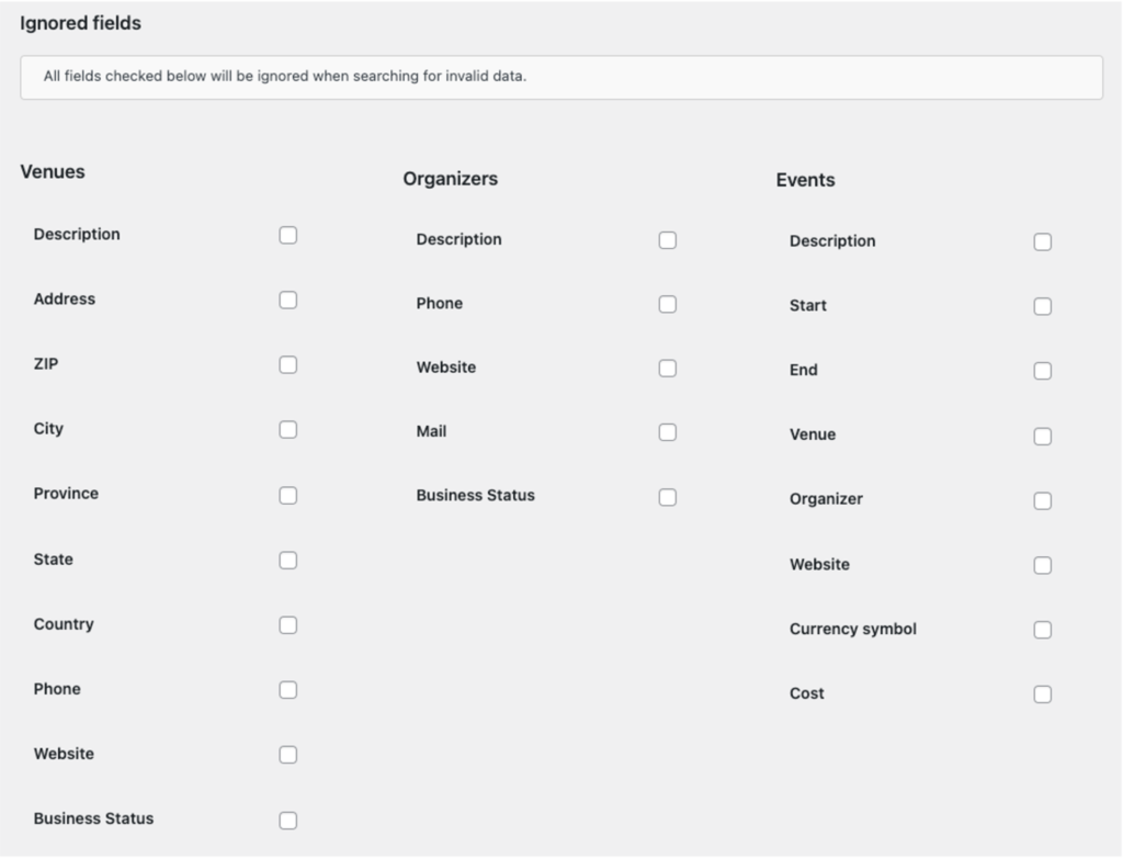 events-optimier-ignored-fields Verify URLs