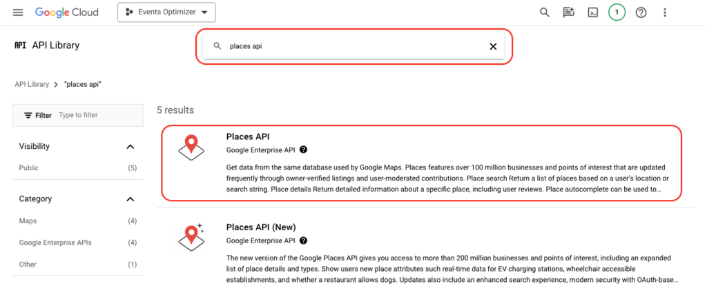 Google Cloud Console - how to create a Google API key.