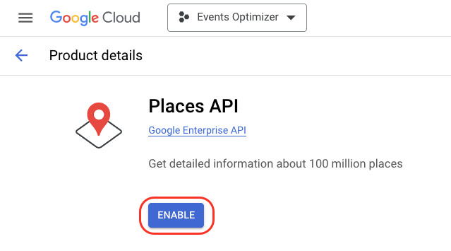 Google Cloud Console - how to enable the Google Places API